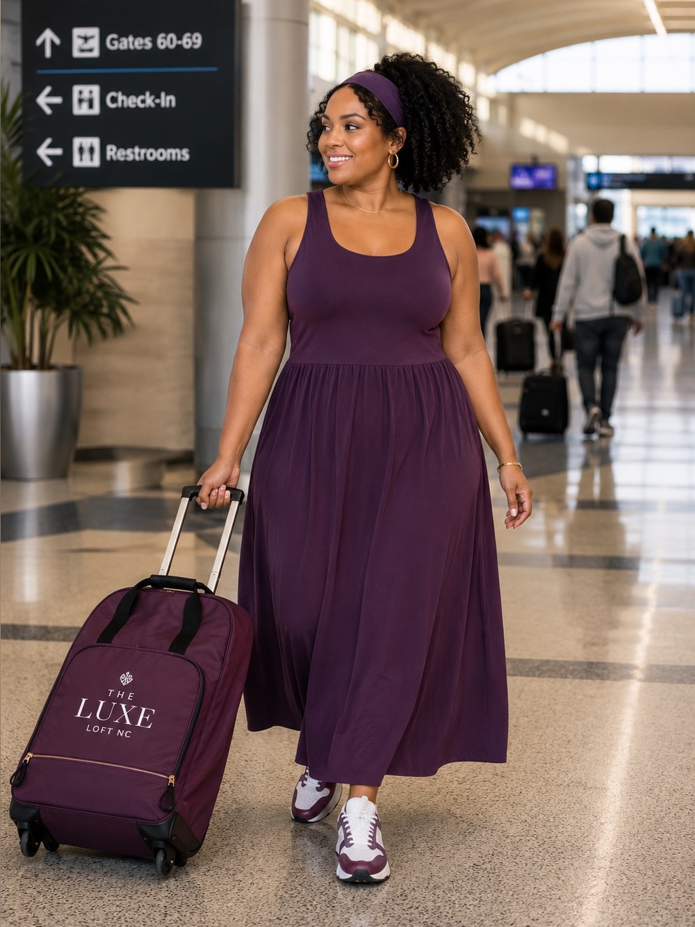 All In Motion Purple Travel Dress XXL | Airport Athleisure UPF 50+ Pockets NWT